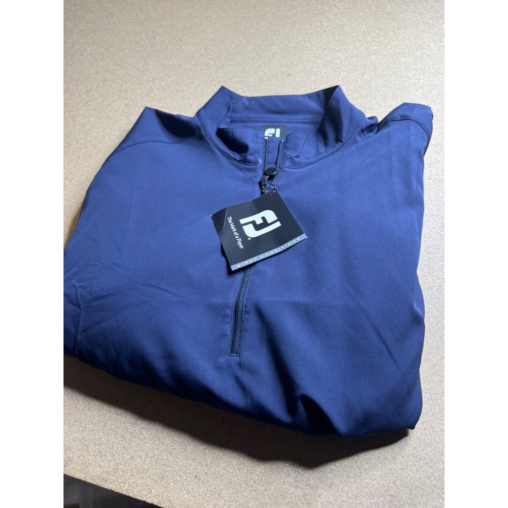 FootJoy Mens Navy Blue 1/4 Zip Performance Windshirt Golf Jacket 23506 XL New